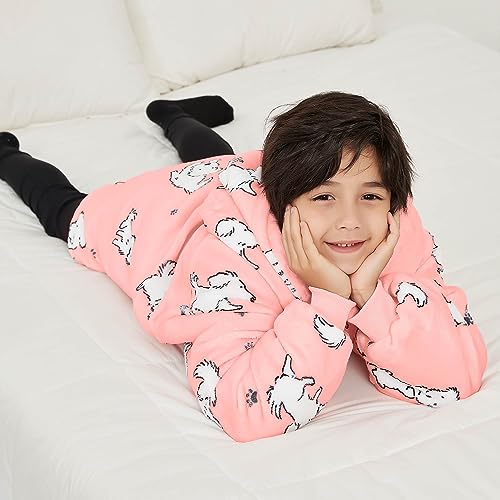 KFUBUO Wearable Blanket Hoodie for Kids Sherpa Dog Patterns Oversized Sweatshirt Blanket with Pocket 6-10 Year Old Girl Boy Birthday Gifts - color: Dog, size: Kids 6-10YR