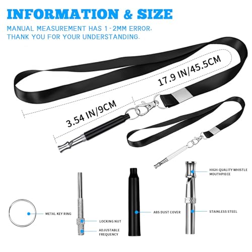 2 PCS Dog Whistles,Professional Recall Dog Training Whistle with Lanyard,Adjustable Ultrasonic Silent Dog Recall Whistles,Dog Whistle to Stop Barking Neighbors Dog,Dog Barking Stopper (Black+White) - color: Black+White