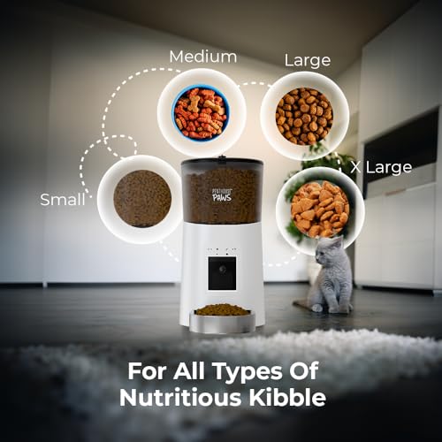 Penthouse Paws Smart HD Pet Feeder, 6L Dry Food Capacity, 1080p Camera, 2-Way Audio, Scheduled Meals, Backup Power, Easy to Clean, Anti-Jam Design for Cat & Dog, White/Stainless Steel - color: White with Steel Tray