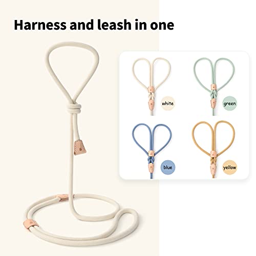 Mile High Life Harness Lead No Pull, All in one Dog Lead 2-in-1, Rope Leash and Harness Two in One, Slip Leash for Puppy Small Dogs Training, 4FT White - color: 4 feet-White