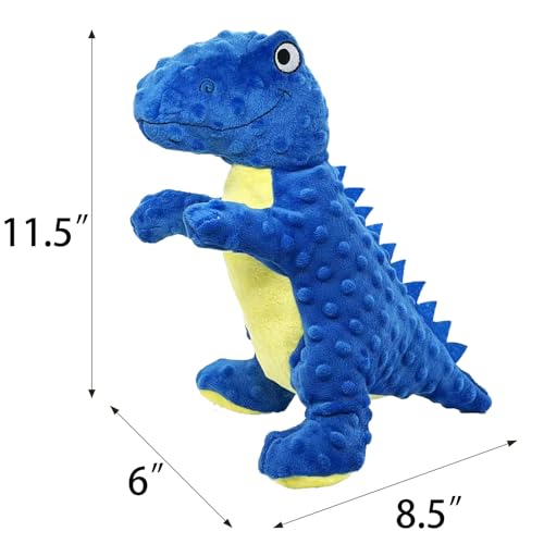 No Stuffing Dog Toys for Aggressive Chewers, Squeaky Wrinkled Toys, Durable Dog Chew Toys, Soft and Tough Plush Toys, Suitable for All Breeds of Dogs. (Dinosaur (Blue)) - color: Dinosaur (Blue)