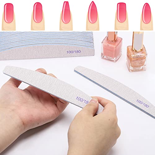 25Pcs 100/180 Grit Nail File Set - Double-Sided Emery Boards for Acrylic, Gel & Natural Nails - Professional Nail Files - size: 25 Count(100/180 Grit)