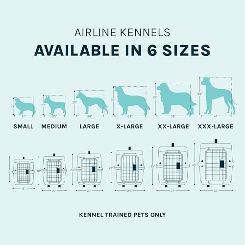 SportPet Airline Compliant X-LARGE 35.5" Travel Dog Kennel-Durable Plastic Airline Pet Carrier w/Removable Wheels & Food Bowls, Collapsible Indoor/Outdoor Dog Kennel, Dogs up to 32"L & 23"H-Dark Gray - color: Dark Gray