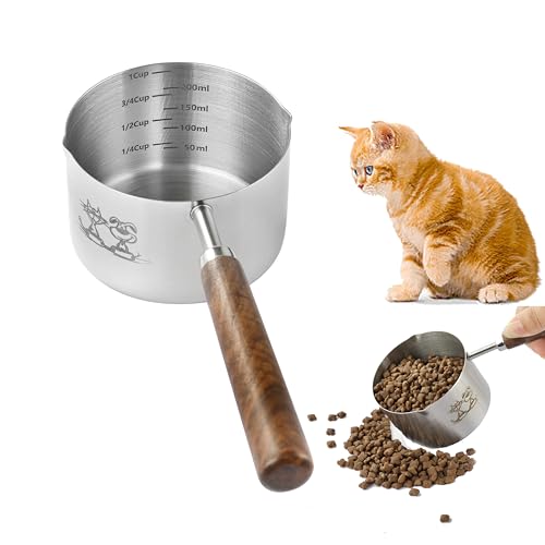 Dog Cat Food Scoop Measuring Cup, LCCOWOT Stainless Steel 1 Cup Measuring Cup, Precision Scale Measurements