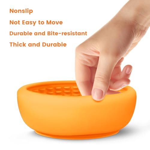 Dog Slow Feeder Licking Bowl,Freezeable Anxiety Relief Treat Dispenser, Non-Slip Anti-chocking Pet Dish,Entertainment Interactive Puzzle Toy for Mediuml Large Breed, BPA Free Silicone Dishwasher Safe - color: yellow, size: L