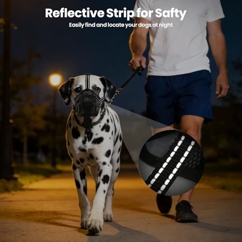 Soft Dog Muzzle for Small Dogs, Reflective Breathable Mesh Muzzles to Prevent Biting, Adjustable Anti Eating Mouth Guard for Grooming Vet Visits Training, Puppy Anti Barking Muzzle, Size XS - size: XS