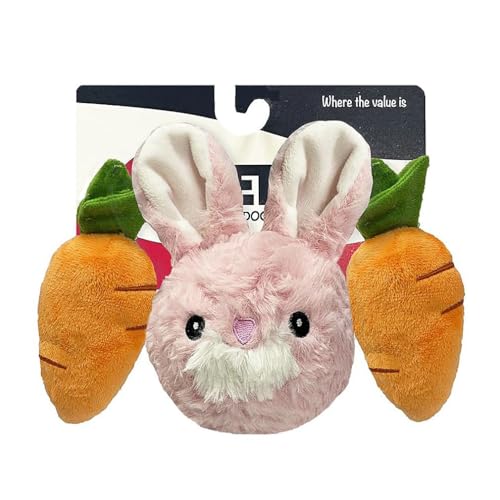 Pet Lou Ez Squeaky Ball Triple Pack - Rabbit and Carrot, 4-inch Height