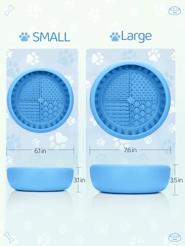 Dog Lick Bowl for Large Dogs, Lick Mat, Slow Feeder Lick Bowl with Brush and Scraper,Strong Suction, Freeze Licking Bowl for Anxiety Relief, Enrichment & Distraction, Dishwasher Safe 7.6 * 3.5 inch - color: Light Blue