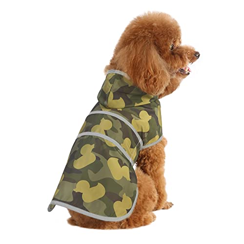 Dog Raincoat for Medium Dogs Waterproof Jacket Hooded Rain Coats with Reflective Strips Leash Hole & Poncho Adjustable Fit (CamoDuck,M) - color: Camo Ducks, size: Medium
