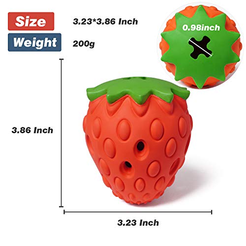 MewaJump Dog Puzzle Toys Rubber Chew Toys,Treat Food Dispensing Toy for Teeth Cleaning Dog Ball Toy Interactive Enrichment Toys for Puppy, Small, Medium, Large Breeds - color: red strawberry