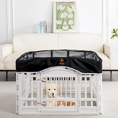 PJYuCien Playpen Top Cover for 36'' Width 4 Panel PlayPen, Black | More Peace of Mind, More Safe, and Reduce Mess, Suitable for Puppy, Duck, and Other Small Animals,Telescopic Buckles Connect - style: Black Cover, 36"Width, Black ( Elastic Buckles Connect