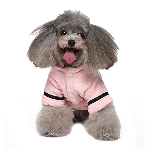 Dog Bathrobe for Small Dogs Winter Luxury Soft Flannel Thickened Hooded Pajamas Quick Drying and Super Absorbent Dog Bath Towel Soft Pet Nightwear for Puppy Small Dogs Cats,Pink - size: M