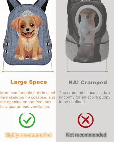 Small Dog Cat Chest Backpack Carrier,Large Space Ventilated Front Facing Backpack Carrier for Puppy,Lightweight Doggy Backpack for Hiking,Camping,Travel,Outdoor,Max 12 lbs(Denim Blue) - color: Denim Blue