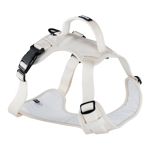 TUG Dog Harness with 2 Leash Connection Points | Adjustable, Padded, Lightweight | Handle on Back | No-Pull Front Clip (Large, Cream) - color: Cream - Basic Harness, size: Large