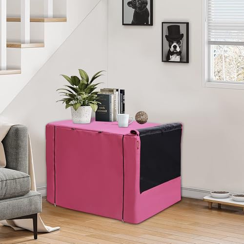 HiCaptain Breathable Dog Crate Cover 24 Inch, Durable Heavy Duty Kennel Cover, Dual Zippered Panels, Windproof Waterproof UV-Resistant (Pink) - color: Pink, size: 24.0"L x 18.0"W x 20.0"H