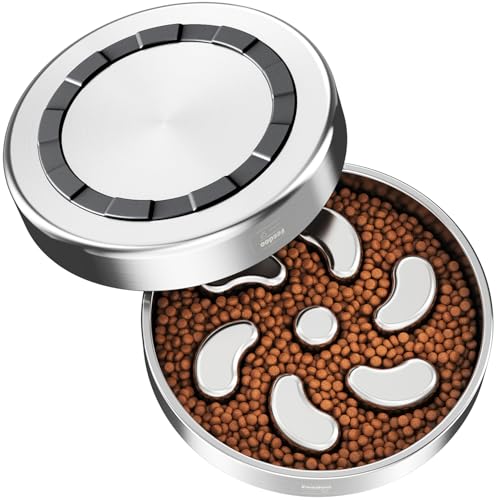 Slow Feeder Dog Bowl-3Cups for Large Breeds, Double Wall Food-Grade Stainless Steel, Heavy Duty with Non-Slip Rubber Base, Puzzle Maze Bowl to Slow Down Eating - color: Spiral-1Pack, size: L 3~3.5Cups