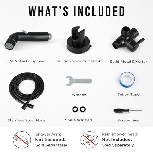 G-Promise Dog Shower Sprayer Attachment for Fast and Clean Pet Showering, Multifunctional Shower, Metal Diverter, 78 Inch Extra Long Hose, No Drill Hook, Dog Washing-Bathroom (Matte Black) - color: Matte Black, size: 78 Inch Hose
