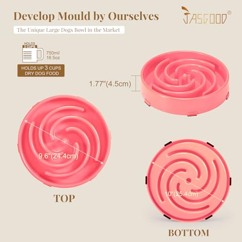 JASGOOD Slow Feeder Dogs Bowl for Large Medium Dogs,Anti-Gulping Pet Slower Food Feeding Bowls Stop Bloat,Preventing Choking Healthy Design Dogs Bowl - color: D-Pink