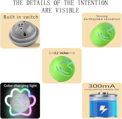 Smart Jumping Ball Dog Toy, Automatic Moving Pet Ball, Suitable for Toy Balls for Small Dogs and Cats (Green) - color: Green