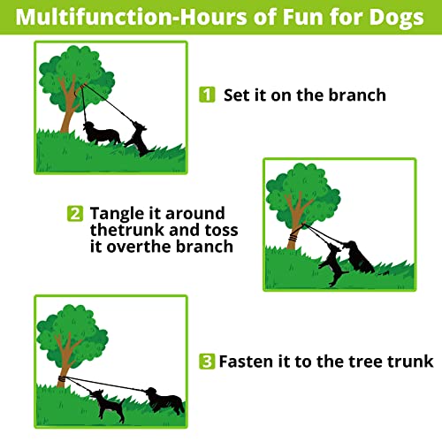 Dog Hanging Bungee Tug Toy for Two Dogs: Interactive Tether Tug-of-War for Pitbull Small to Large Dogs to Exercise - Durable Retractable Tugger Dog Rope Toy with 2 Chew Rope Toys - size: X-Large-Yellow-for 2 Dogs