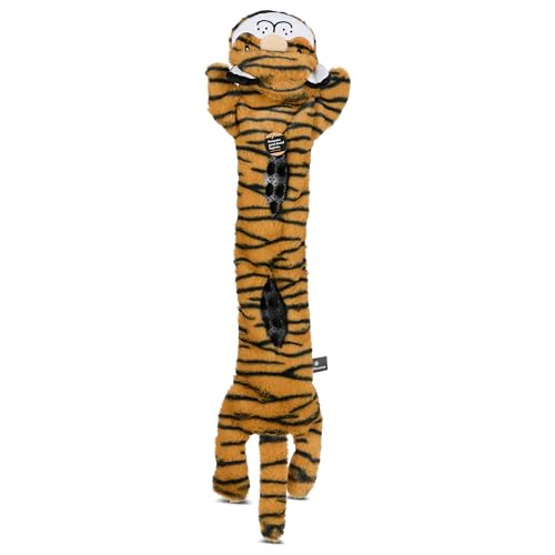 Smithsonian Longamals Tiger Plush Dog Toy – 30" Crinkle & Squeaky, Stuffing-Free Interactive Tug Toy for Medium & Large Dogs - color: Tiger, size: 30"