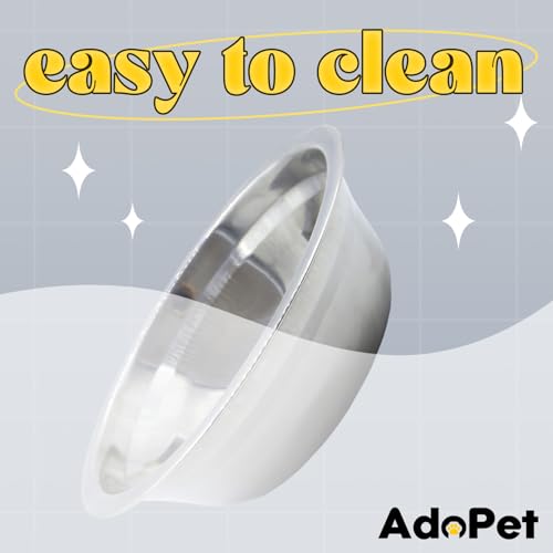Non-Slip Tilted Double Dog & Cat Bowl with Removable Inserts, Anti-Tip Dual Food and Water Feeder for Small Dogs and Cats, Easy to Clean (Grey) - color: Grey