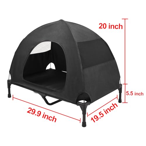 Love&go Elevated Dog Bed with Canopy, Raised Dog House, Elevated Dog Tent (M - Black Bed with Canopy, Medium-29.9x19.5x5.5 inch) - color: M - Black Bed with Canopy, size: Medium-29.9x19.5x5.5 inch