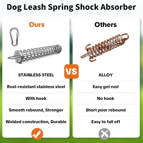 Dog Tie Out Spring, Heavy Duty 400lb Stainless Steel Shock Absorber for Dog Leash Cable & Stake, Rustproof Buffer for Spring Pole, Camping Tent & Boat, Suitable for Large Dogs(4 Springs) - size: 4 Springs