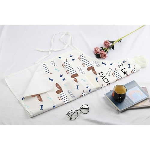 MBMSO Dachshund Apron Dog Apron with Pockets Dachshund Lovers Gift for Grooming Apron for Dog Groomer Dachshund Cooking Apron