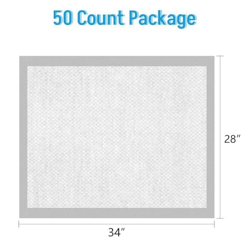 Dog Pee Pads 50 Count, 28'' x 34'' Puppy Pads with Leak-Proof Quick-Dry Design, Pet Training Pads for Potty Training Strong Absorbency