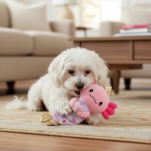 SPOT Axolotl Mermaid – 10″ Soft Plush Dog Toy with Squeaker & Crinkle Tail for Small & Medium Dogs – Reinforced Seams – Cute Gold Crown & Fin Design – for Light Chewers