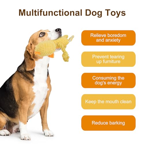 Dog Toys, Dog Squeaker Toys with Crinkle Paper, Stuffed Animal Dog Plush Chewing Toy, Cotton Rope Interactive Toys for Puppy, Small, Middle Dogs (Yellow Duck) - color: Yellow