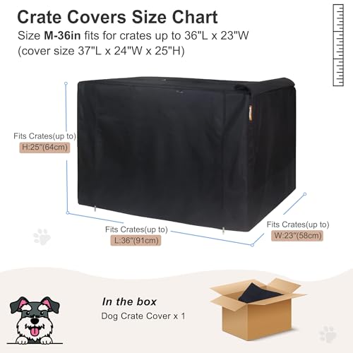 HiCaptain Breathable Dog Crate Cover 36 Inch, Durable Heavy Duty Kennel Cover, Dual Zippered Panels, Windproof Waterproof UV-Resistant(Black) - color: Black, size: 36.0"L x 23.0"W x 25.0"H