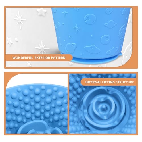 Dog Lick Bowl,Anxiety Relief Non-Slip Silicone Treat Bowl,Durable Anti-Choking Long-Lasting Enrichment Slow Feeder Licking Mat for Small Medium Large Breed,Freezable BPA Free Silicone Dishwasher Safe - color: Blue, size: M-L