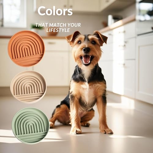 Modern Rainbow Pet Slow Feeder Bowl, Silicone Slow Feeder for Dogs & Puppies, Slow Eating, Modern Lick Mat Design, Reduces Gulping, Dishwasher Fit, for All Breed, Durable Mealtime Puzzle (Slate)