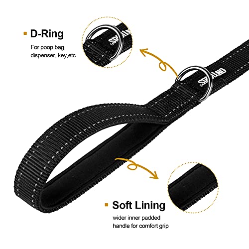 OneTigris Handled No-Pull Dog Walking Leash Long Traffic Leads for Medium to Large Dogs (Black, 4FT) - color: Black, size: 4FT