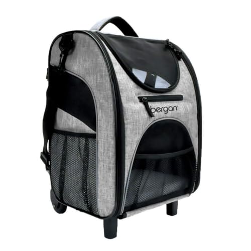 Coastal Bergan Rolling Pet Carrier - Travel Carrier Bag for Dogs and Cats with Mesh Windows and Shoulder Strap - Approved on Most Airlines - Heather Grey - 11.5" x 11.75" x 18.5"
