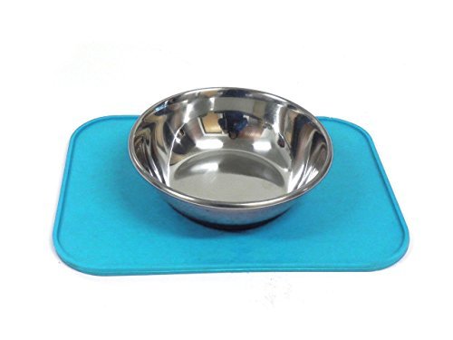 Kats'N Us Silicone Mat for Single Pet Bowl 8.5"x6" - Blue Food Grade pad - color: Blue