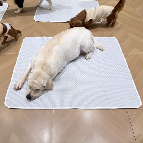 Dog Cooling Mat 46"x36" for Large Dogs, L | Q-Max>0.4 Ice-Silk, Waterproof Non-Slip, Machine Washable, For Labs, German Shepherds, Huskies, Crate Indoor Outdoor Travel - size: Large 46"x36"
