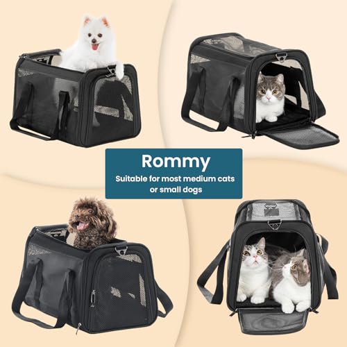 Airline Approved Cat Carrier, Soft-Sided Collapsible Pet Carrier for Travel, 3 Carrying Ways, Lightweight and Ventilation on 5 Sides, Escape Proof, with Soft Fleece Pad - color: Z-Black, size: 18.0"L x 11.0"W x 11.0"H