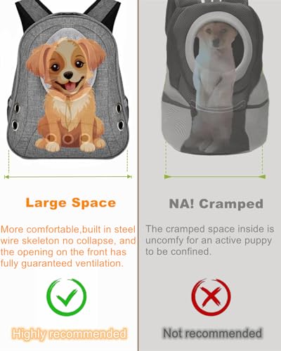 Small Dog Cat Chest Backpack Carrier,Large Space Ventilated Front Facing Backpack Carrier for Puppy,Lightweight Doggy Backpack for Hiking,Camping,Travel,Outdoor,Max 12 lbs(Gray) - color: Gray