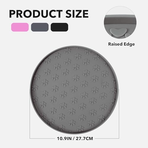 Silicone Pet Food Mat - Waterproof Dog Food Bowl Mat Cat Feeding Mat Thicker Pet Placemat Eating Mat with High Lip to Prevent Spills, Dog & Cat Water Bowl Mat for Messy Drinkers to Protect Floors,Gray - color: Grey