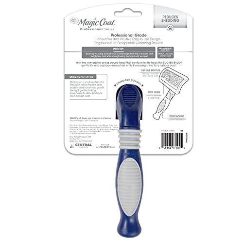 Four Paws Magic Coat Professional Series Grooming Brush for Dogs & Cats, Reduces Shedding, Stimulates Coat's Natural Oils, Ergonomic Design, Ideal for Medium, Long, Curly, and Wiry Coats