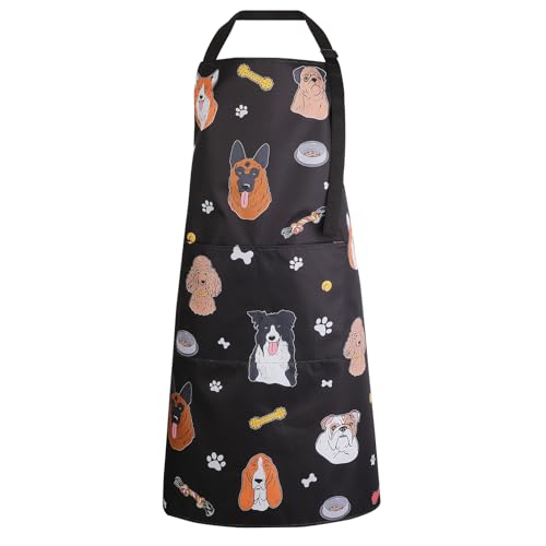 Dog Grooming Waterproof Apron with 2 Pockets, Cute Animals Puppy Dog Pets Apron - style: Various Pet Dogs