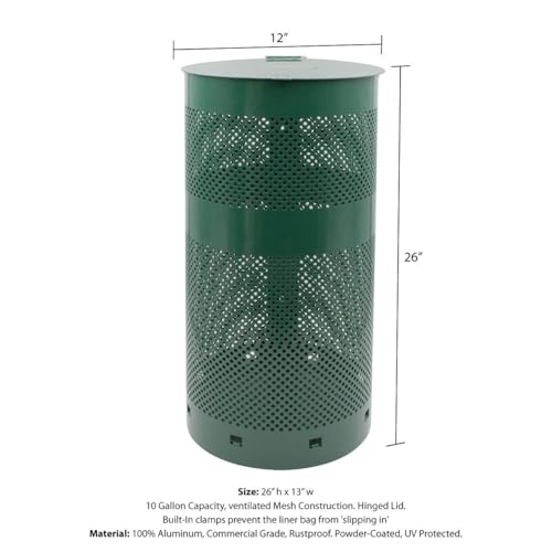 ZERO WASTE USA - The Sentry® Waste Can Gloss Green - 100% Rust-Free, Powder-Coated, Commercial-Grade Aluminum to Withstand Weather. 10-Year Warranty - color: Gloss Green