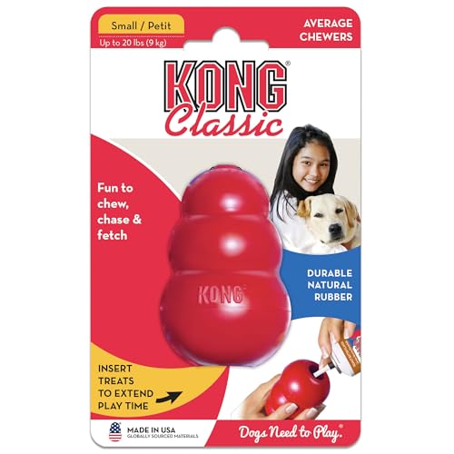 KONG Classic Stuffable Dog Toy - Fetch & Chew Toy for Dogs - Treat-Filling Capabilities & Erratic Bounce for Extended Play Time - Durable Natural Rubber Material - for Small Dogs - size: Small (Pack of 1)