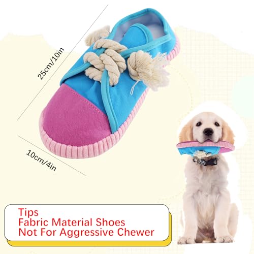 Vocheer Durable Dog Chew Toy - Interactive Squeaky Shoe Toy for Puppy to Medium Dogs, Machine Washable (Blue) - color: Blue
