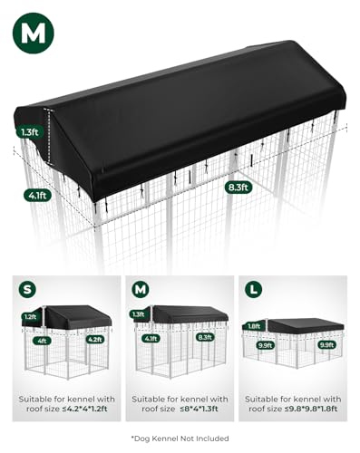 PawGiant Outdoor Dog Kennel Cover, 600D Waterproof UV-Resistant Sunshade Dog Enclosure Cover Replacement for 8x4ft Crate Outside - size: Medium