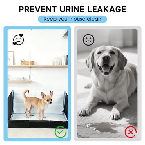 Dog Litter Box with High Walls, Pee Pad Holder | Foldable, No Assembly, Waterproof, Seamless, Portable for Travel - size: Small