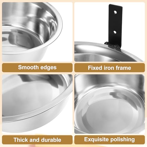 Raised Dog Bowl and Wall-Mounted Stainless Steel Pet Feeding Bowl 8-inch Kitten Water Dish for Comfortable Elevated Puppy and Cat Food Station